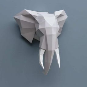 Assembli dierenkop papieren olifant wanddecoratie grijs
