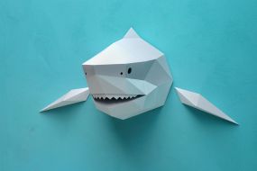 Assembli DIY dierenhoofd papieren Haai grijs