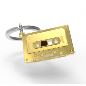 Metalmorphose sleutelhanger Casettebandje goud