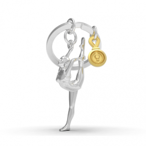 Metalmorphose sleutelhanger gymnast met trofee