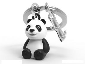 Metalmophose sleutelhanger panda en bamboe