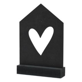 Zoedt Zwarte houten kaart huisje met standaard hartje