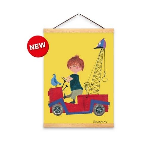 Volwassenheid teer familie Poster A2 Pluk in kraanwagen geel inclusief postenhanger